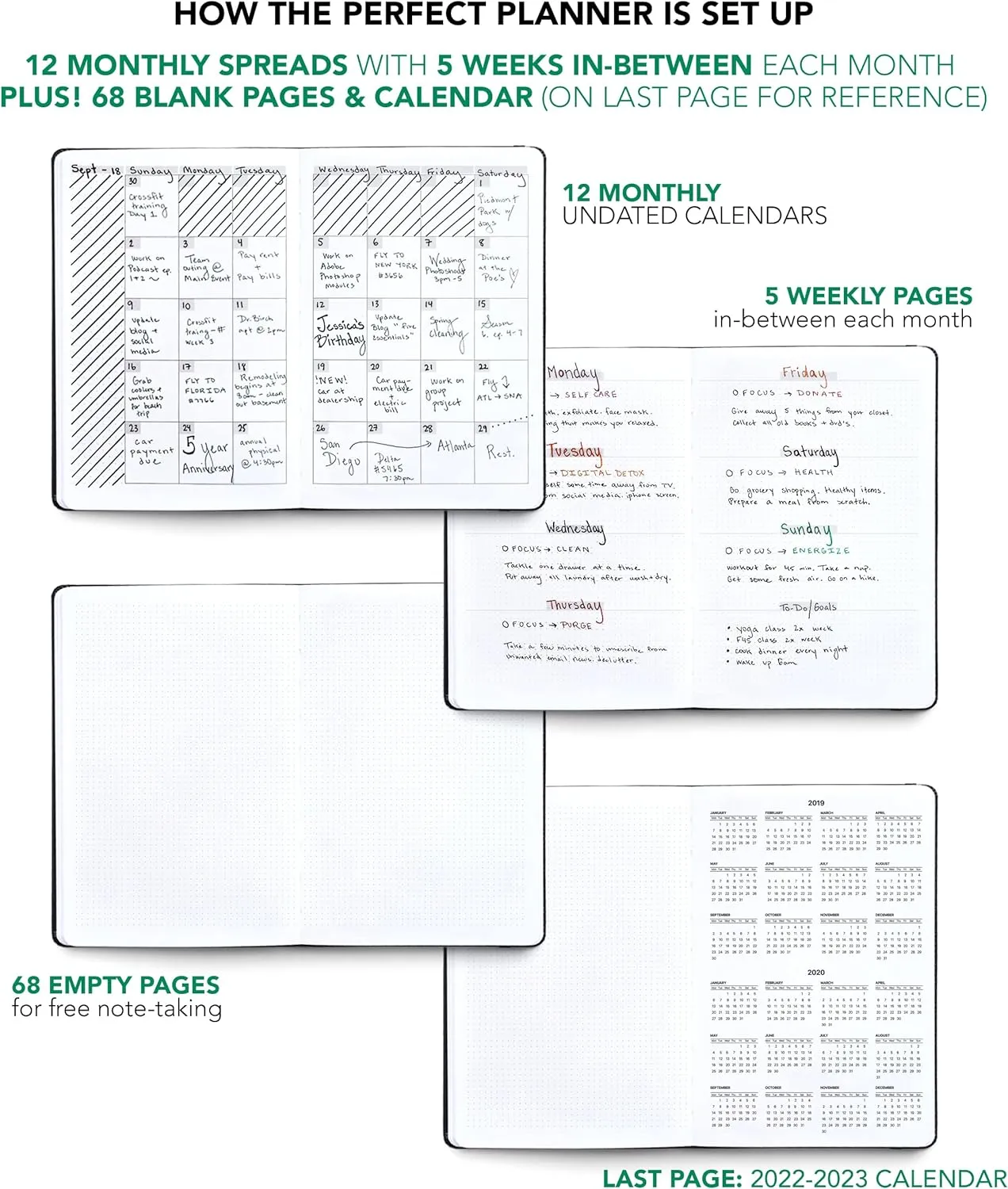 UNDATED Yearly Weekly/Monthly Planner 2025-26 Daily Planner Agenda & Personal Organizer to Increase Productivity, Academic Planner w/Sticker Set. A5 (5.8 x 8.3) - Orange Hardcover