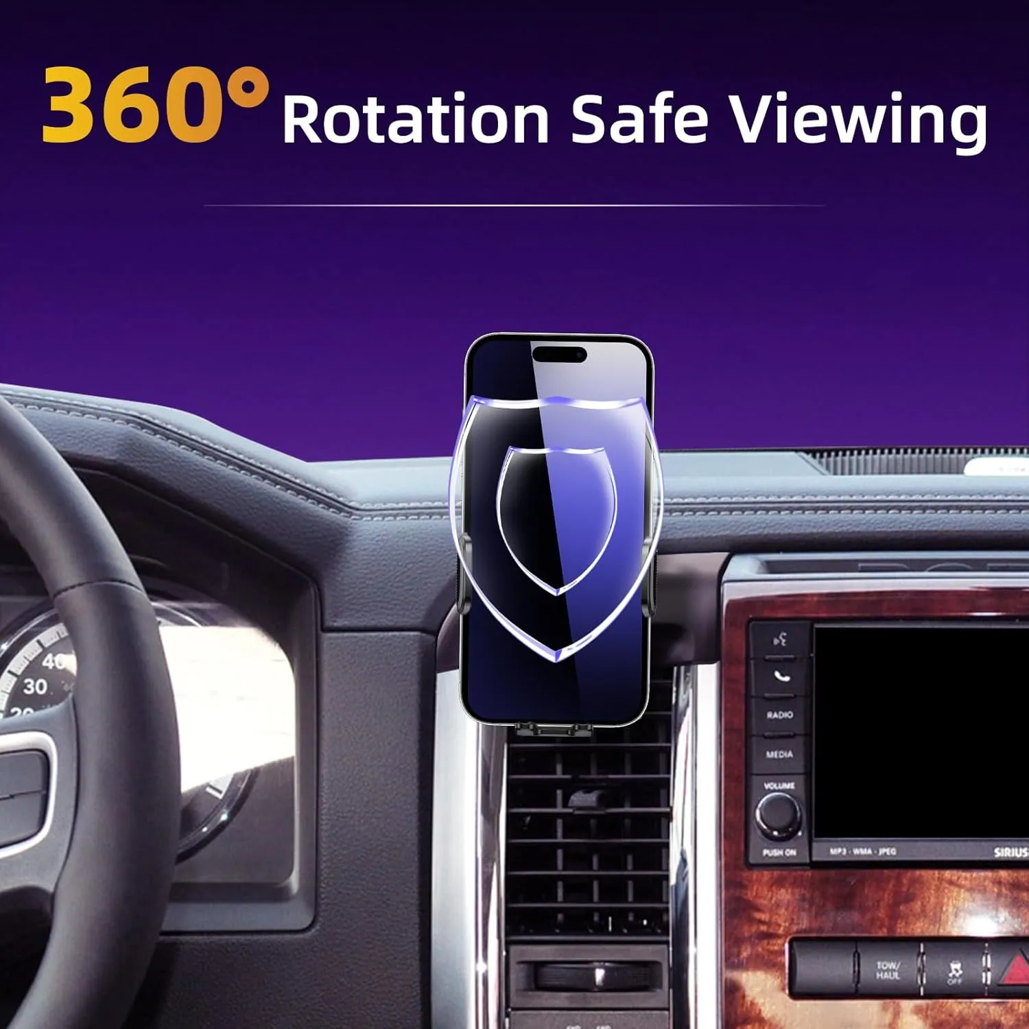 Upgraded Car Phone Holder Fits for Dodge Ram 1500 2009-2012,Ram 2500 2010-2012,Ram 3500 2010-2012 Auto Accessories,Cradles Adjustable Cell Phone Mount for 4-7 in Phones