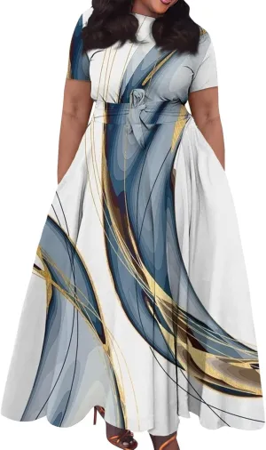 UQRZAU Women's Dresses, Spring Dress for Women 2024 Trendy Plus Size Summer/Fall Short Sleeve with Pockets Dress, XL, 5XL