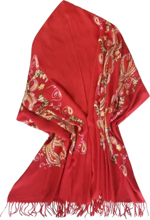 Urban CoCo Women's Embroidered Oversize Tassel Shawl Scarf Wraps for Women