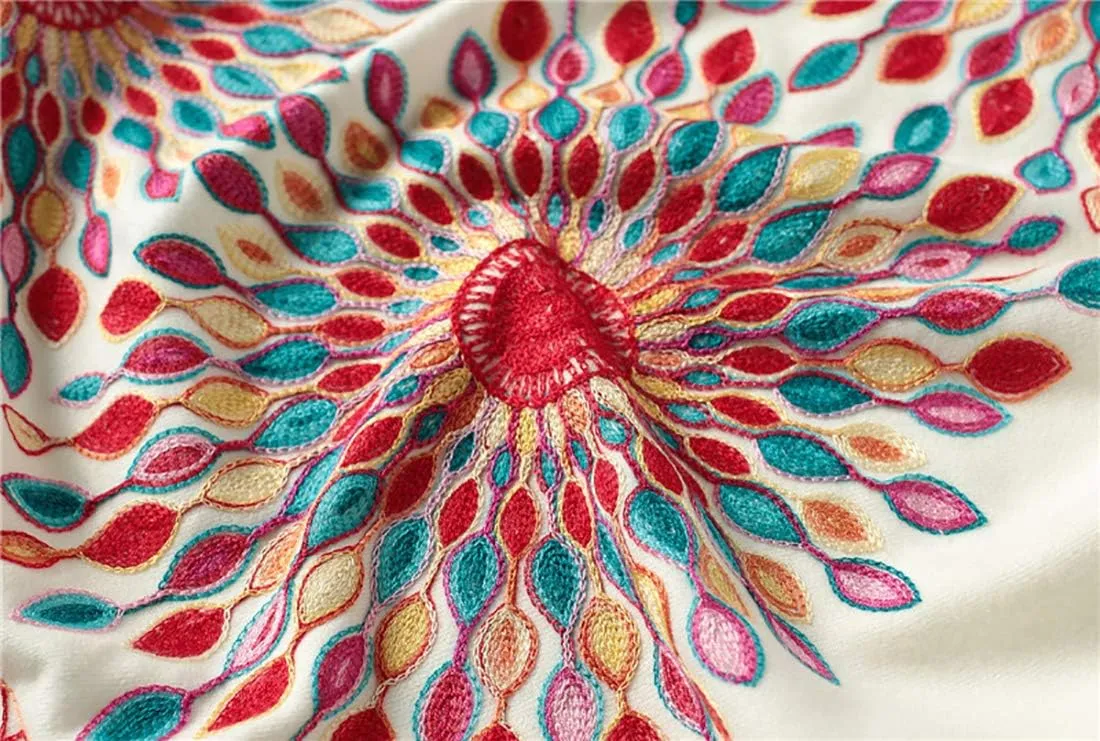 Urban CoCo Women's Embroidered Oversize Tassel Shawl Scarf Wraps for Women