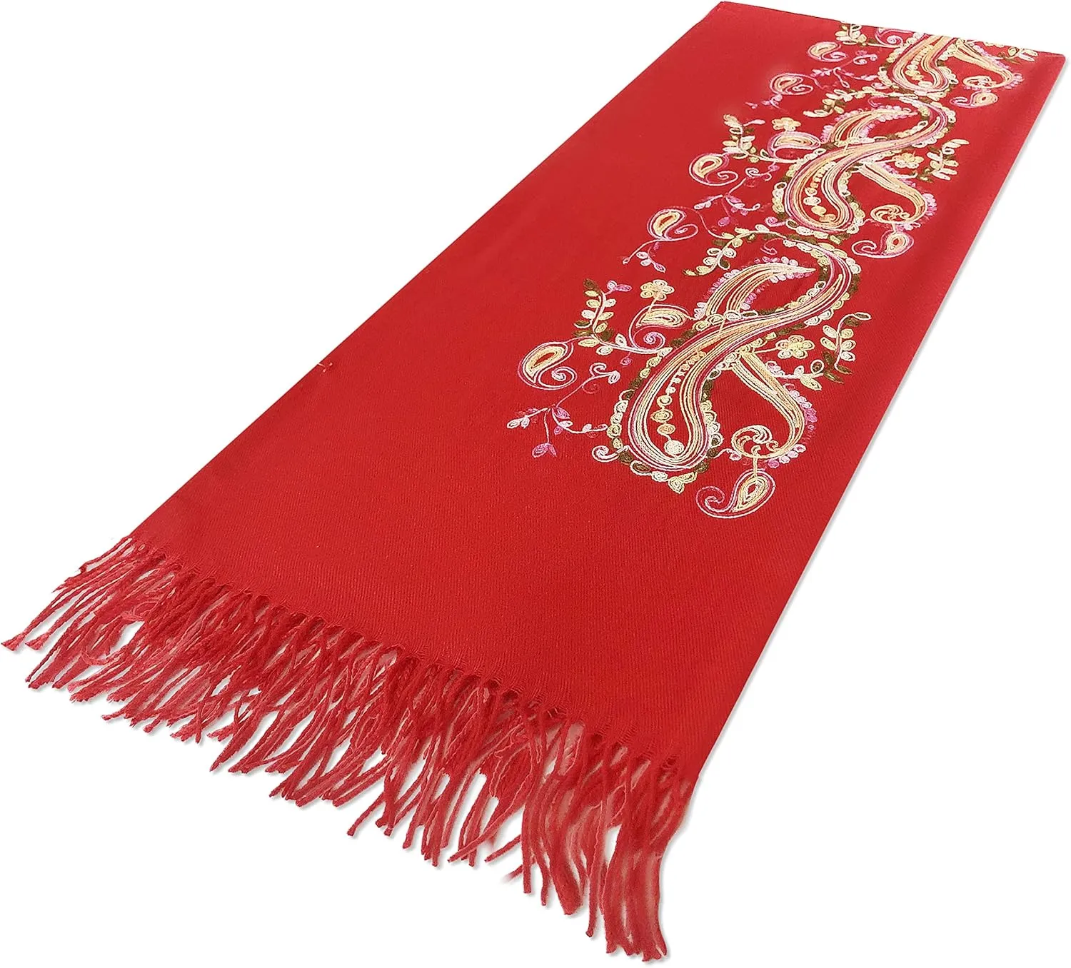 Urban CoCo Women's Embroidered Oversize Tassel Shawl Scarf Wraps for Women