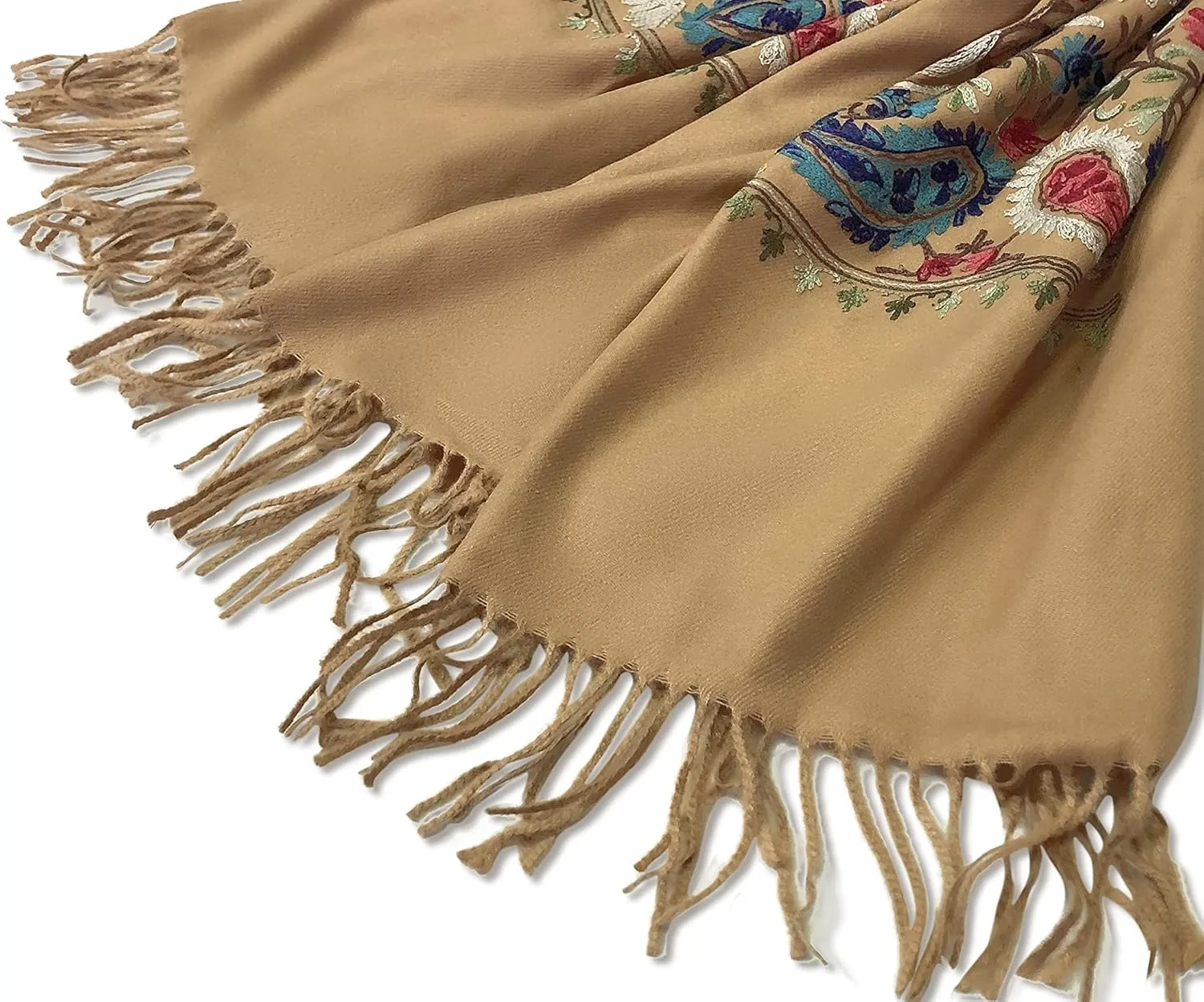 Urban CoCo Women's Embroidered Oversize Tassel Shawl Scarf Wraps for Women