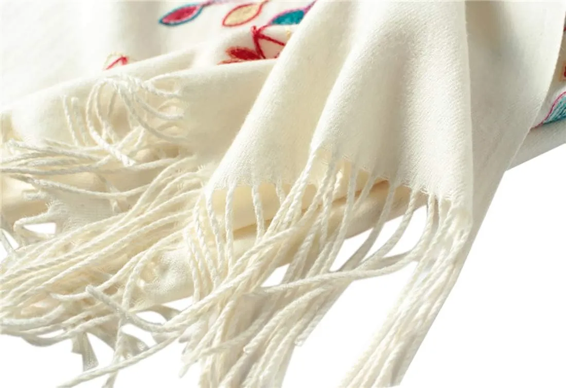 Urban CoCo Women's Embroidered Oversize Tassel Shawl Scarf Wraps for Women