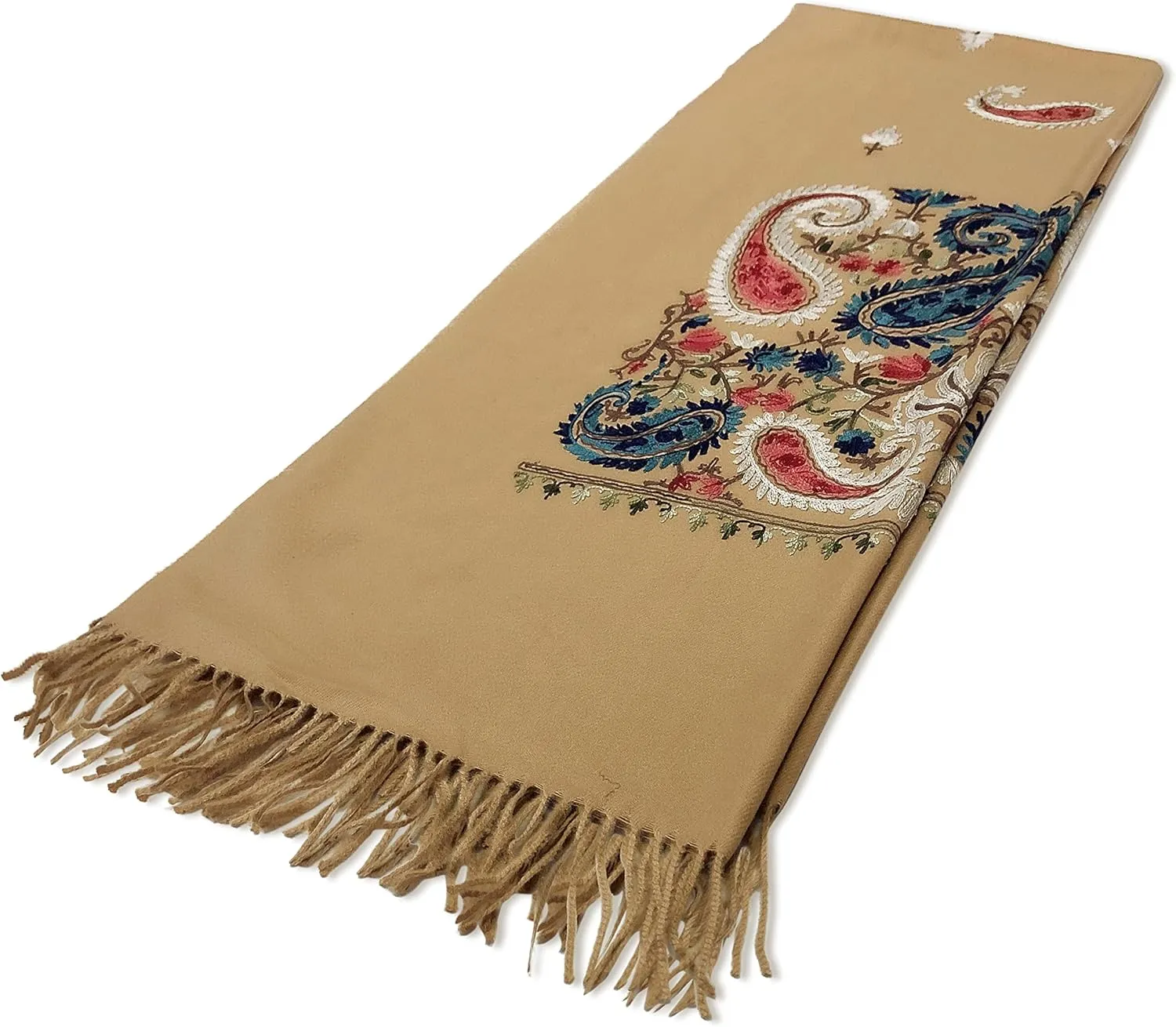 Urban CoCo Women's Embroidered Oversize Tassel Shawl Scarf Wraps for Women
