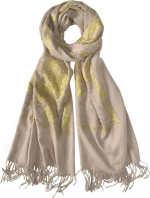 Urban CoCo Women's Embroidered Oversize Tassel Shawl Scarf Wraps for Women