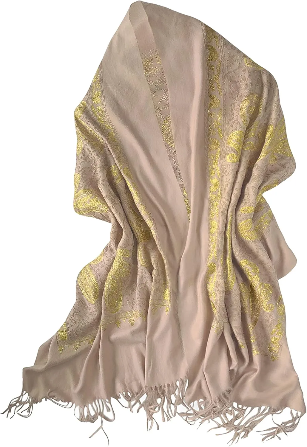 Urban CoCo Women's Embroidered Oversize Tassel Shawl Scarf Wraps for Women