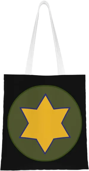 Us 66th Cavalry Division Tote Bag for Women Canvas Shopping Bags Reusable Large Capacity Casual Shoulder Handbags Grocery Bags DIY Gift Bags