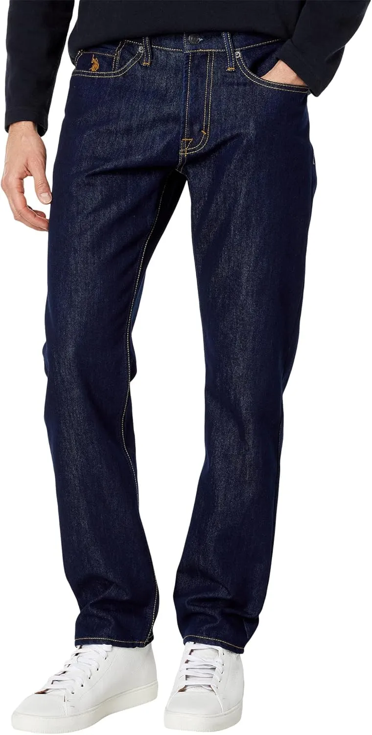 U.S. Polo Assn. mens Stretch Slim Straight Five-pocket Jeans in Blue