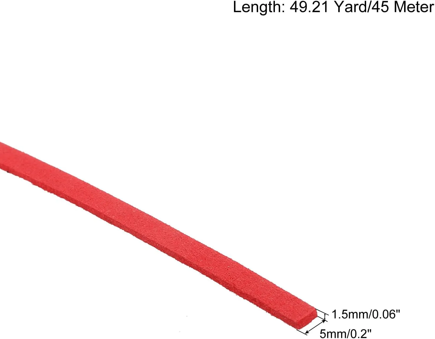 uxcell Suede Cord, 50 Yards 5mm Flat Leather Thread String for Purse Handbag Shoelace DIY Crafts Bracelet Making, Red 1 Roll