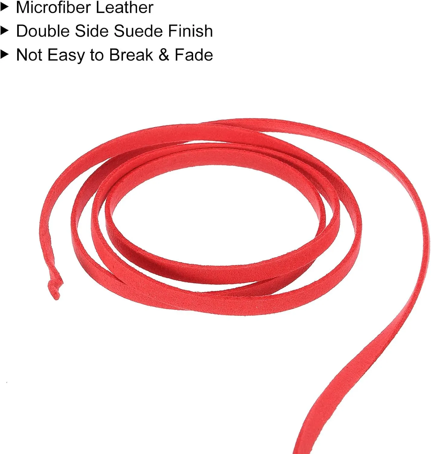 uxcell Suede Cord, 50 Yards 5mm Flat Leather Thread String for Purse Handbag Shoelace DIY Crafts Bracelet Making, Red 1 Roll