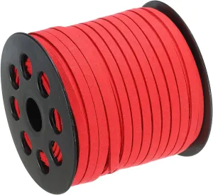 uxcell Suede Cord, 50 Yards 5mm Flat Leather Thread String for Purse Handbag Shoelace DIY Crafts Bracelet Making, Red 1 Roll