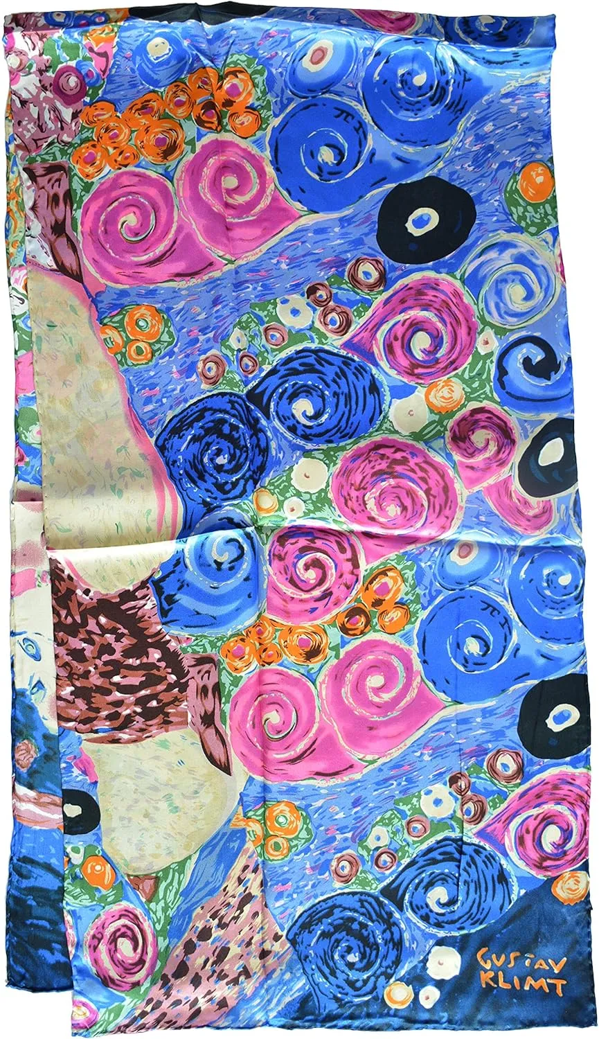 Van Gogh and Claude Monets Paintings, Fashion Silk Scarf Premium Shawl Wrap Art (Van Gogh - Starry Night)