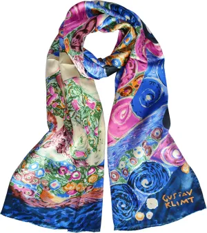 Van Gogh and Claude Monets Paintings, Fashion Silk Scarf Premium Shawl Wrap Art (Van Gogh - Starry Night)