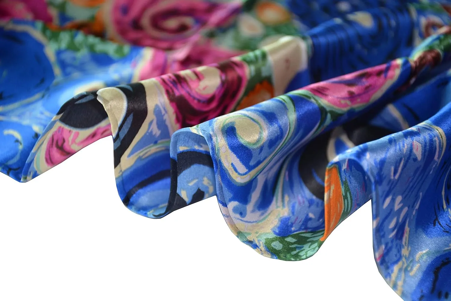 Van Gogh and Claude Monets Paintings, Fashion Silk Scarf Premium Shawl Wrap Art (Van Gogh - Starry Night)