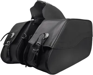 Vance Leather Nomad Plain Motorcycle Saddlebags 30L Durable PVC Water-Resistant, Compatible with Sportster Dyna Softail Touring Models Vstar Shadow Wide Glide (Nomad, Plain)