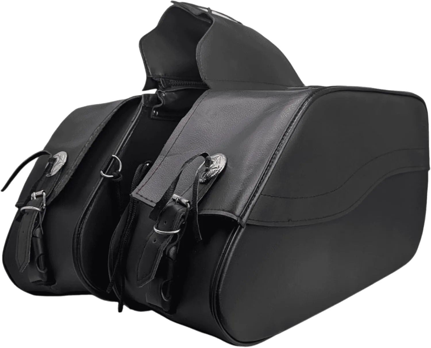 Vance Leather Nomad Plain Motorcycle Saddlebags 30L Durable PVC Water-Resistant, Compatible with Sportster Dyna Softail Touring Models Vstar Shadow Wide Glide (Nomad, Plain)