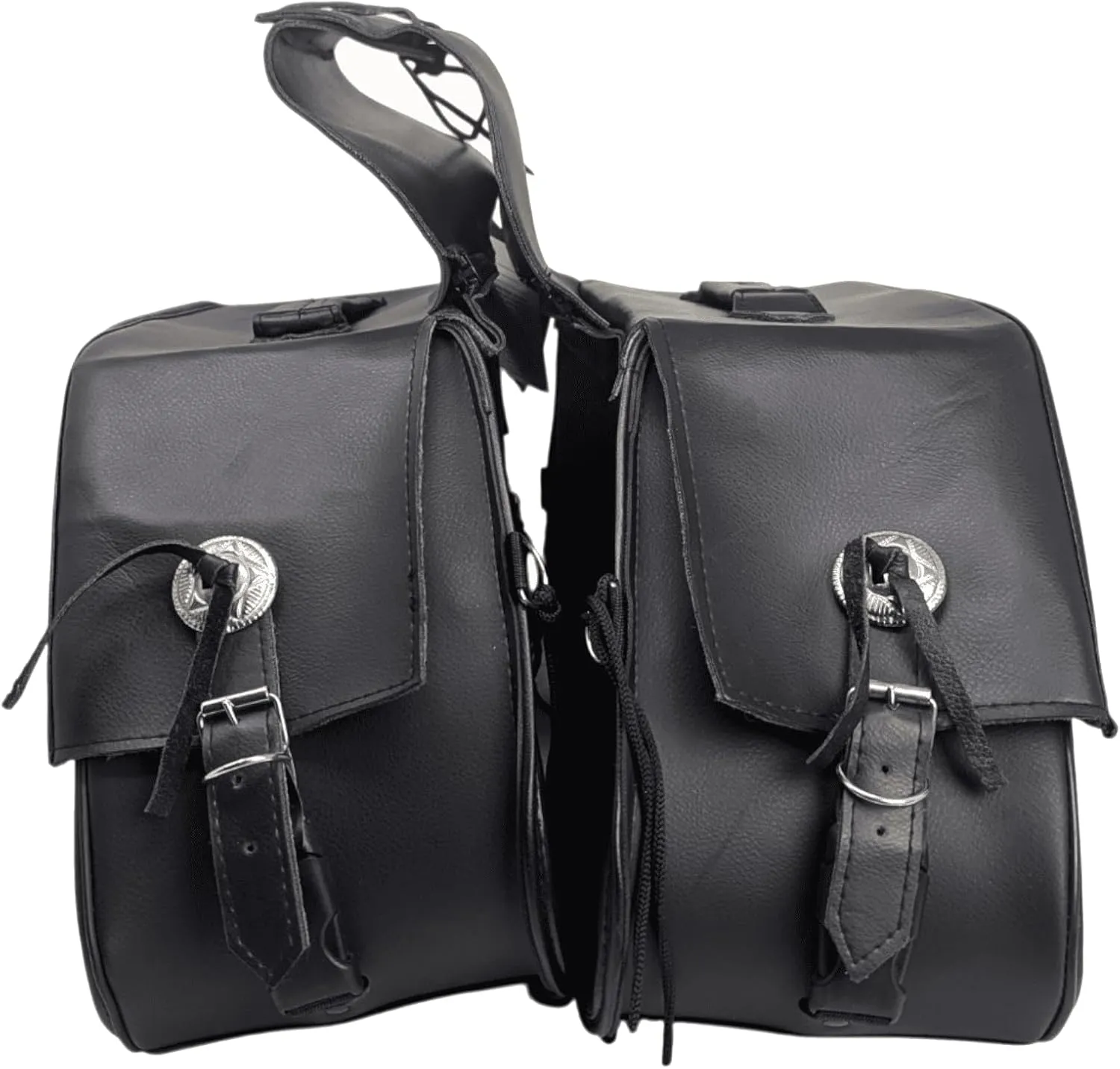 Vance Leather Nomad Plain Motorcycle Saddlebags 30L Durable PVC Water-Resistant, Compatible with Sportster Dyna Softail Touring Models Vstar Shadow Wide Glide (Nomad, Plain)