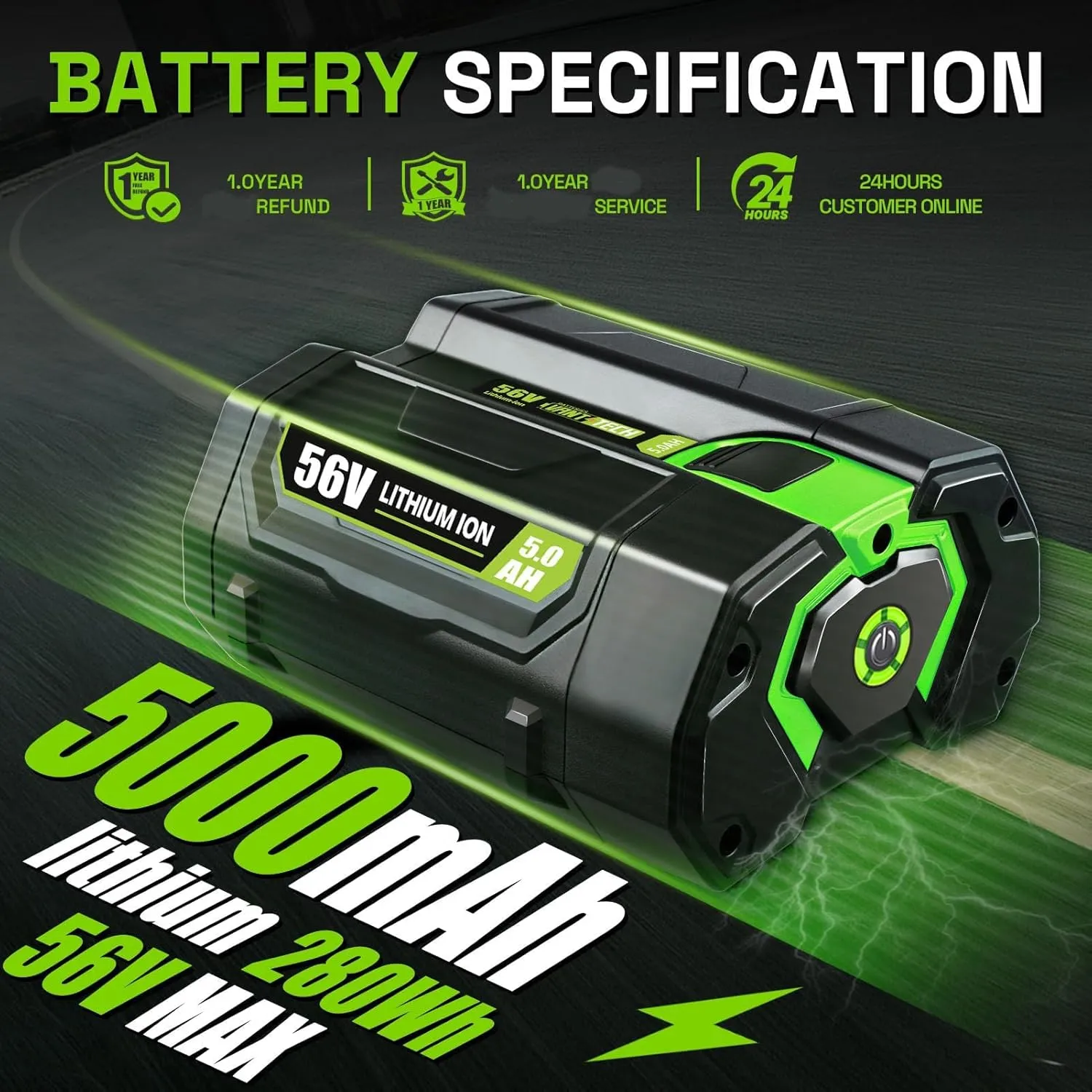 VANTTECH Replacement for EGO BA5600T 56V 5.0Ah Lithium Ion Battery Replacement for EGO 56V Battery BA2800 BA2800T BA4200 BA4200T BA1400 BA1400T CS1604 HT2400 LB6504 Cordless Power Tools