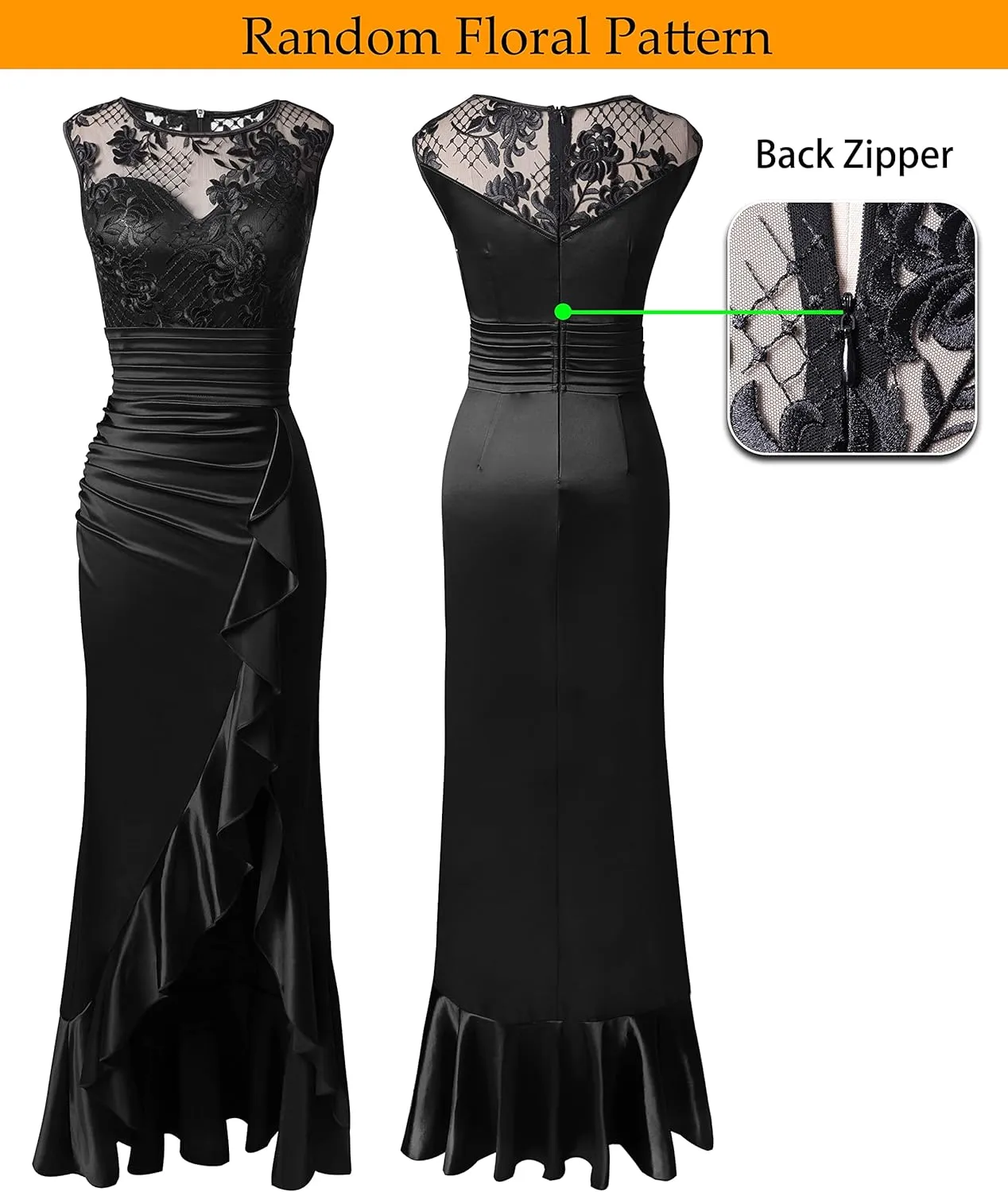 VFSHOW Womens Prom Illusion Sweetheart Formal Maxi Dress Cocktail Patchwork Ruched Ruffle High Split Evening Long Gown