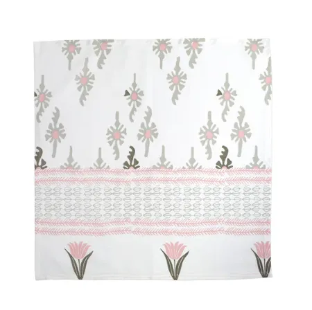 Vietri Bohemian Linens Gray/Pink Napkins - Set of 4- FINAL SALE
