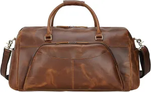 Vintage Crazy Horse Leather Travel Duffle Holdall Weekend Bag Luggage Carryon Shoulder Crossbody Handbag