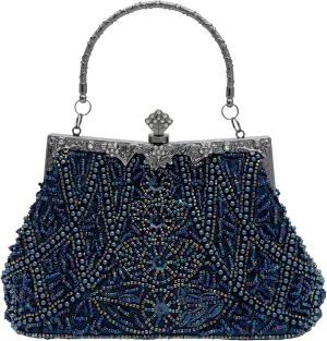 Vintage floral leaf beads sequins evening bag Elegant Clutch for Women for Brides, Proms, Parties, and Formal