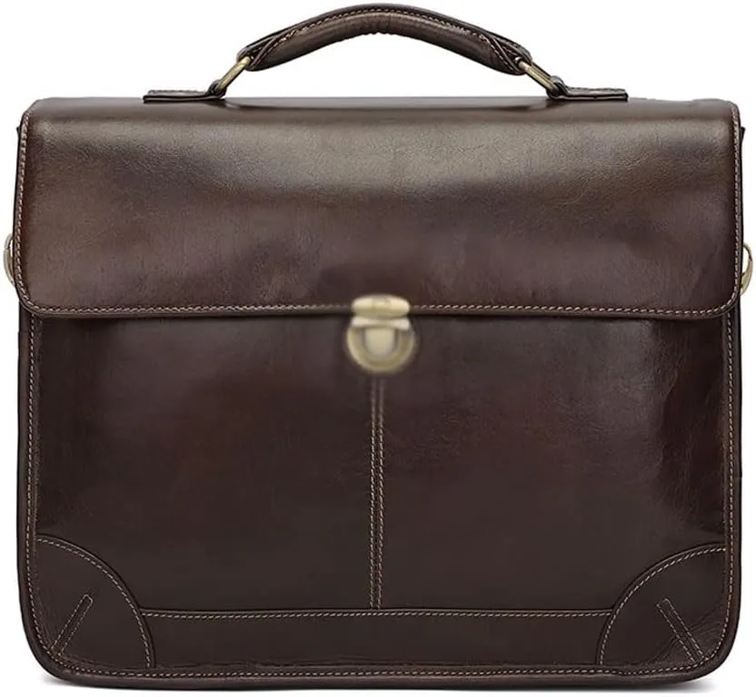 Vintage Genuine Leather Document Bag with Cowhide Multifunctional Computer Bag, Handbag, Men's Bag