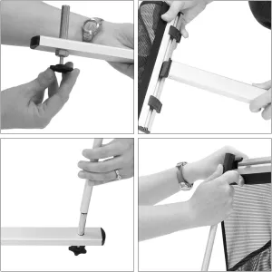 Vispronet Mesh Brochure Holder - 1.8ft x 4.6ft Portable Literature Stand with 4 Pockets & Carrying Bag, Collapsible Literature Rack For Businesses, Standing Brochure Holder, Vendor Booth Supplies