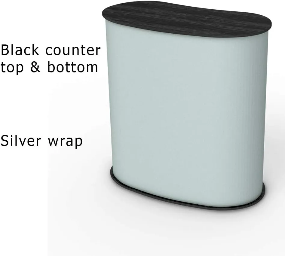 Vispronet Portable Trade Show Counter – 3ft Podium Countertop, Vendor Table with Silver Corrugated Plastic Sidewalls, Table Top Podium for Convention Booth Display, Carry Bag Included (Black)