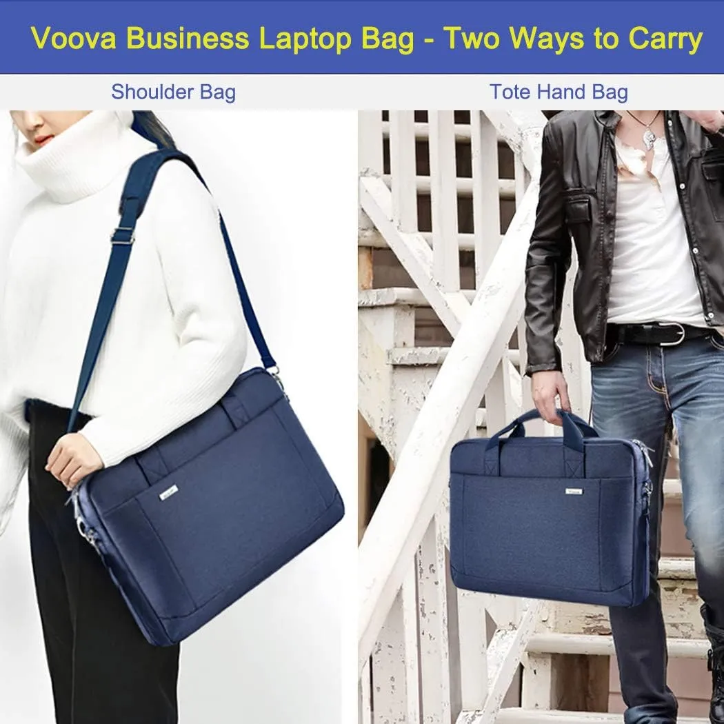 Voova Laptop Bag Case 17 17.3 Inch Computer Sleeve Messenger Bag with Shoulder Strap Expandable Waterproof Large Capacity Business Briefcase for Work Travel Fit 17-18” Laptop, Men Women, Blue