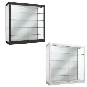 Wall Mounted LED Lit Display Cases | Black or Silver