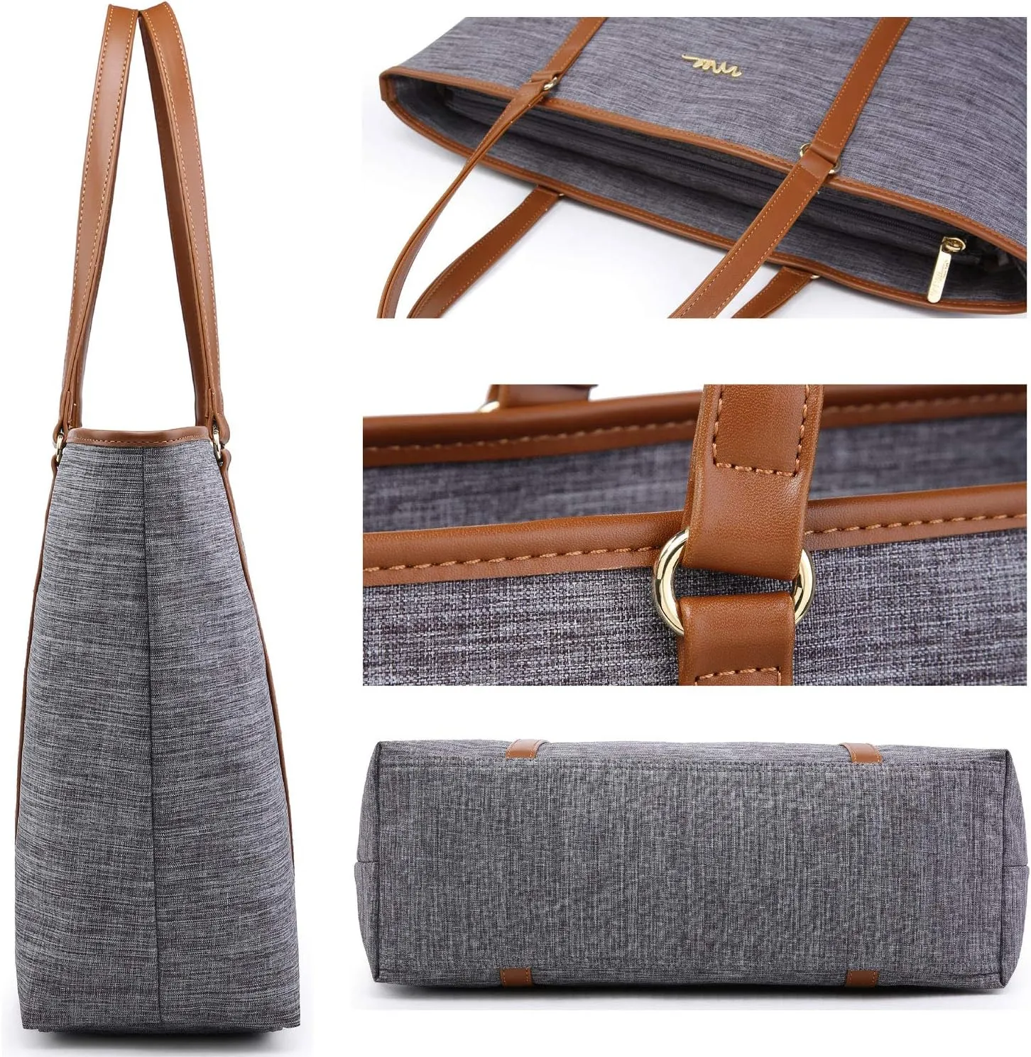 Water Resistant Nylon Laptop Tote Bag for Teacher Large Work Travel Purse fit up to 15.6 inch Laptop