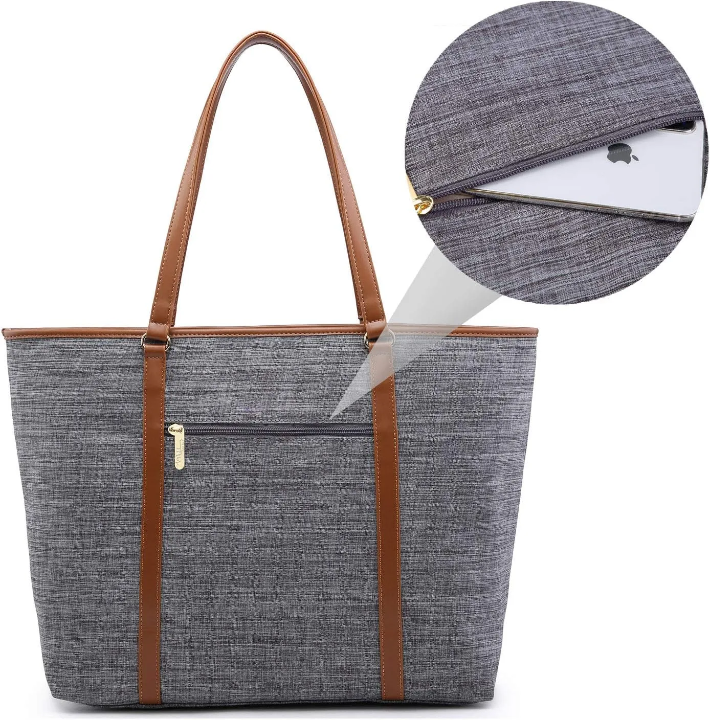 Water Resistant Nylon Laptop Tote Bag for Teacher Large Work Travel Purse fit up to 15.6 inch Laptop