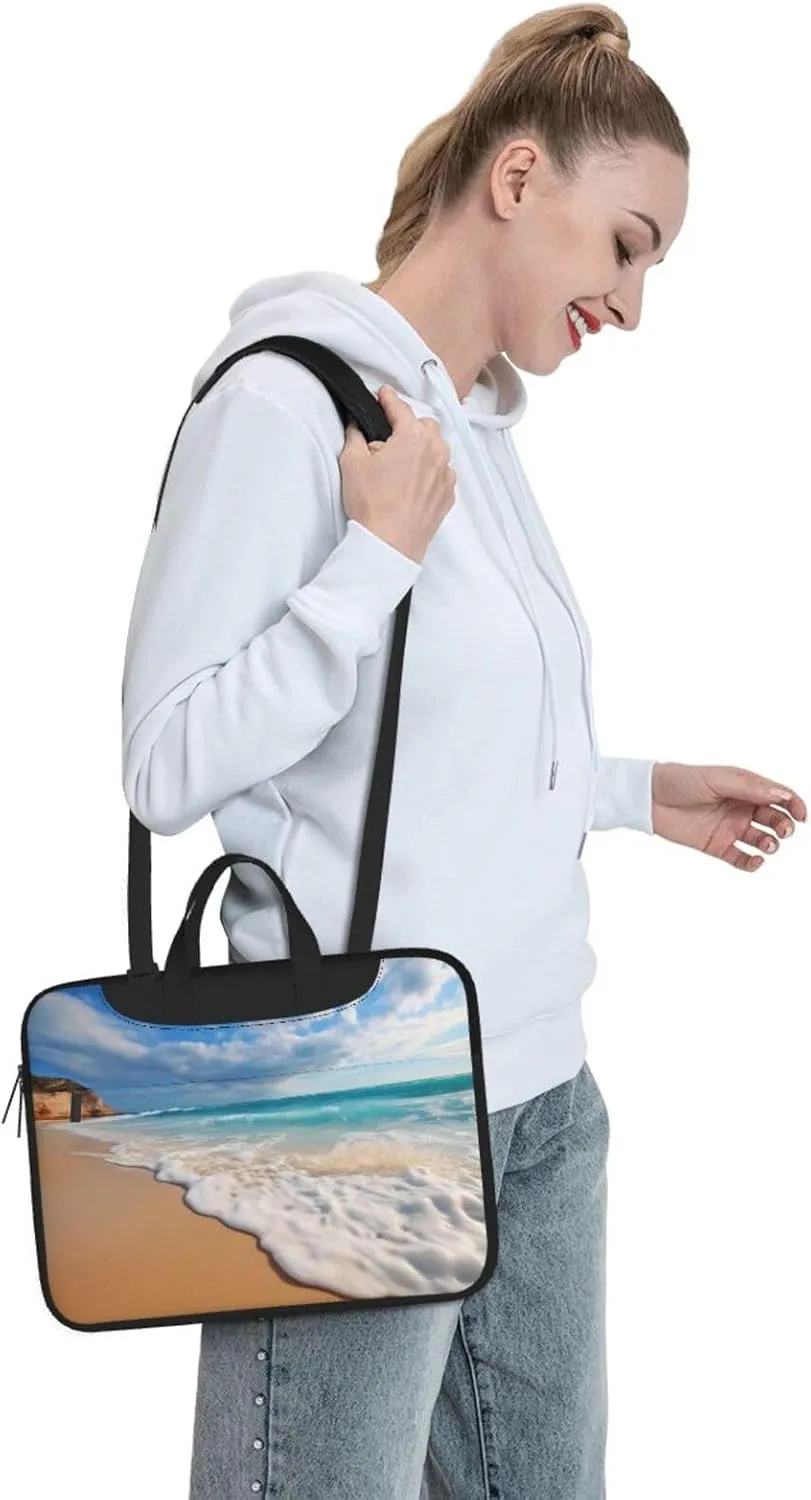 Water Rush to Tropical Beach Laptop Shoulder Bag Portable Laptop Bag Laptop Case Crossbody Briefcase w/Strap Handle
