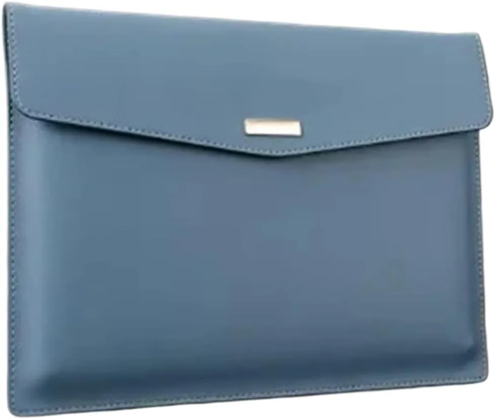 Waterproof Document Pouch for Storage 2pc Waterproof Leather A4 Business Briefcase File Folder Document Paper Organizer Storage Bag School Office Stationery(Sky Blue)