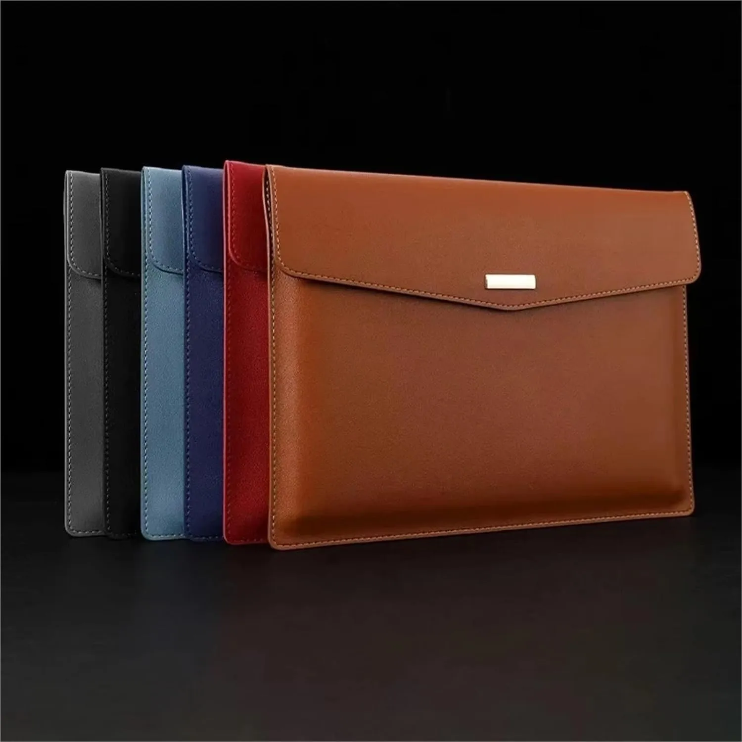 Waterproof Document Pouch for Storage 2pc Waterproof Leather A4 Business Briefcase File Folder Document Paper Organizer Storage Bag School Office Stationery(Sky Blue)