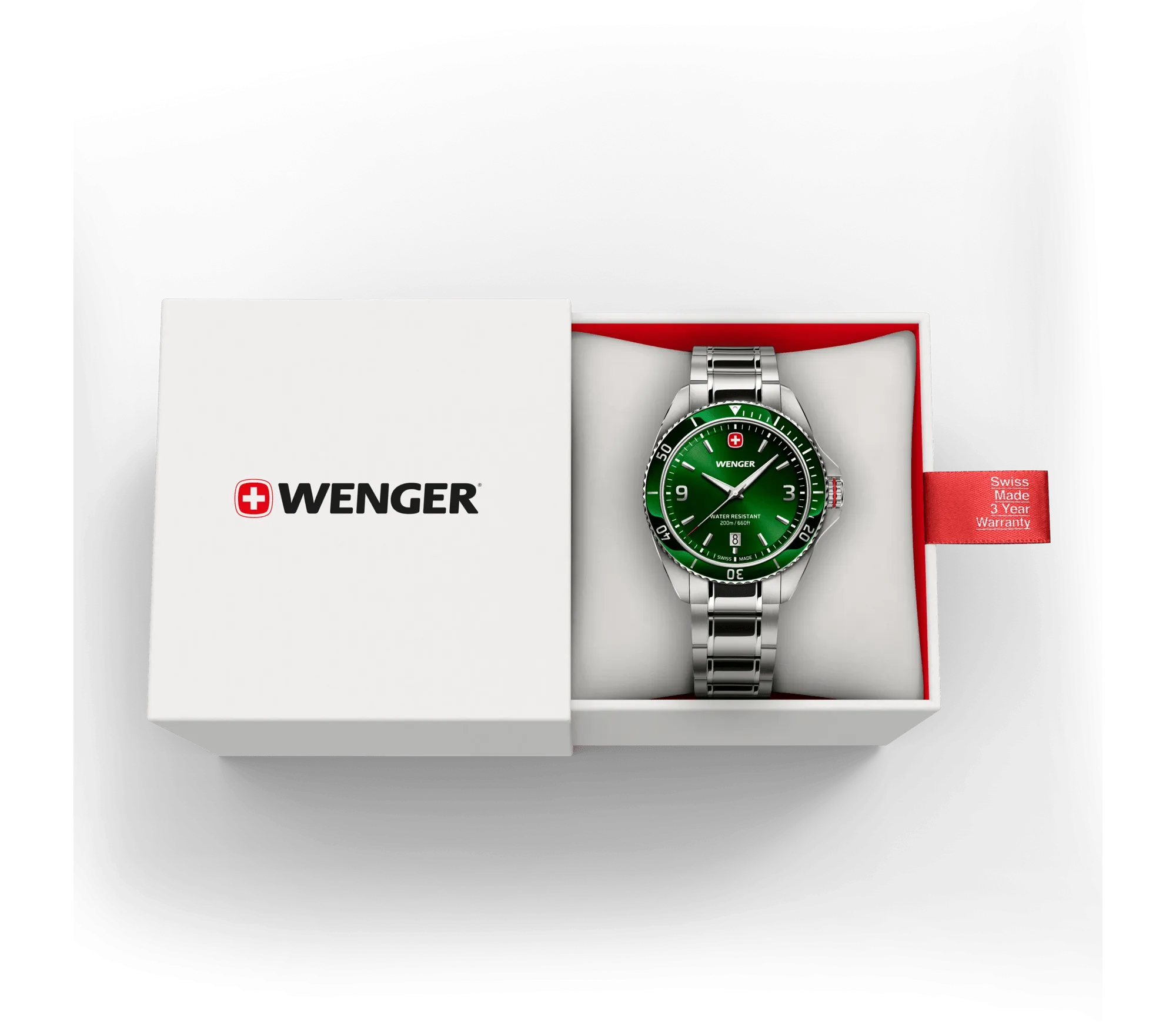 Wenger Executive 40mm Green Dial Stainless Steel 200M Men's Watch 01.2031.102