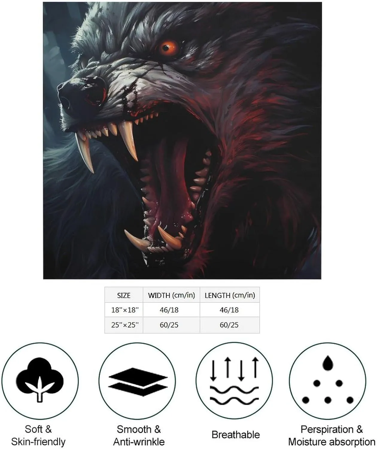 Werewolf with His Tongue Out Fashion Neck Scarf Head Kerchief Hair Wrap Bandana Headscarf for Women Handbags