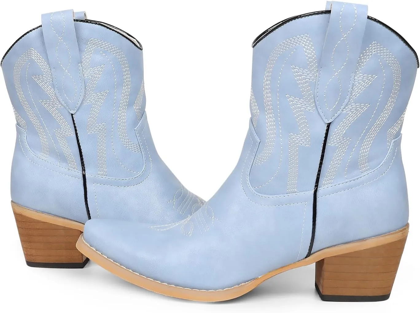 Western Cowgirl Ankle Boot for Women with Embroidered Comfort Fashion Short Boots Pointed Toe Cowgirl Short Booties Side Zipper