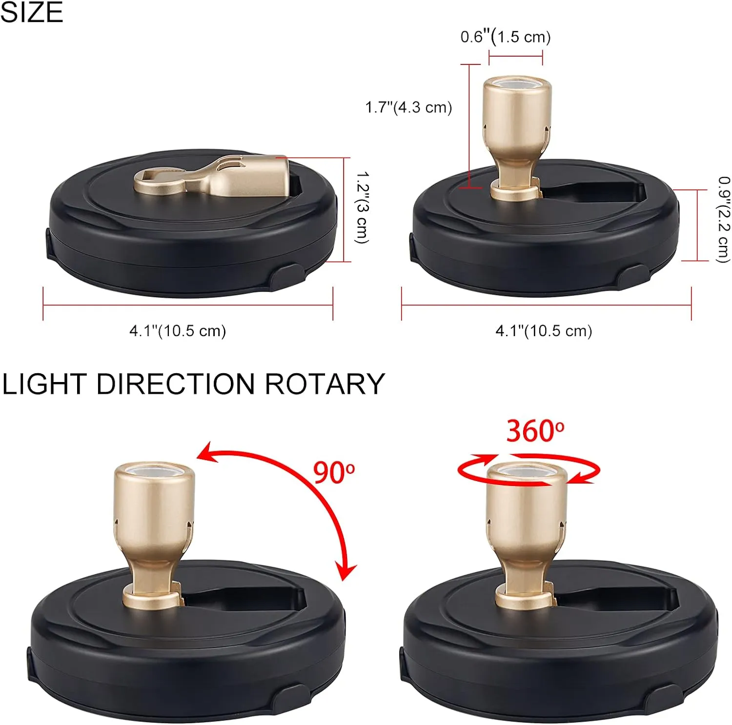 Wireless LED Spotlight, Battery Powered Picture Lights, Uplighting Indoor, Puck Lights with Remote, Stick Spot Light for Wall Art Display Dartboard Painting Artwork Accent Closet-Gold