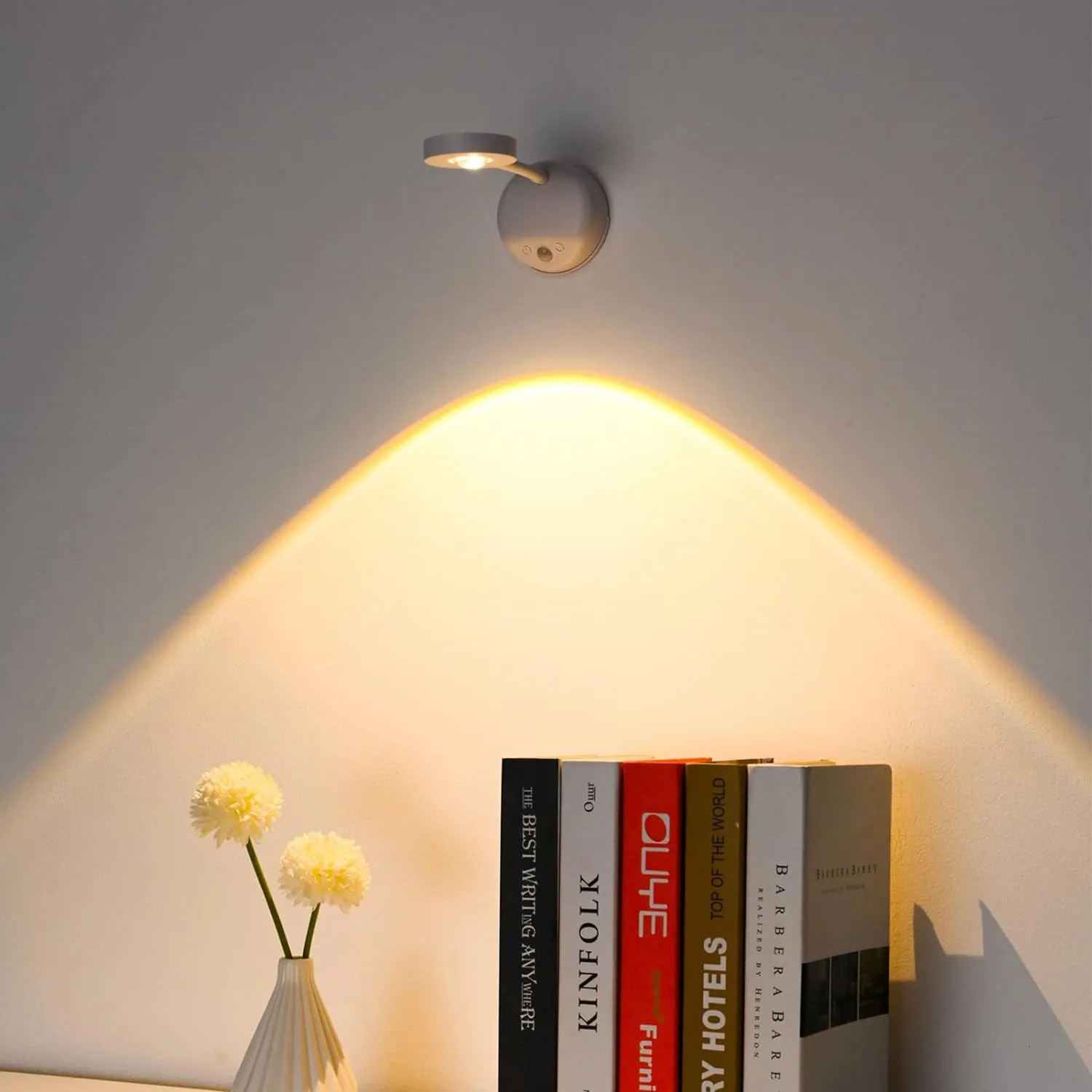 Wireless Picture Light Battery Operated, 2200mAH Rechargeable Painting Light with Motion Sensor and Rotatable Light Tube, Stepless Dimming Art Display Light for Picture Frame