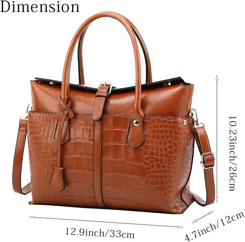 Women Fashion Tote Bag Crocodile Texture Handbag And Purses Shoulder Bag Satchel