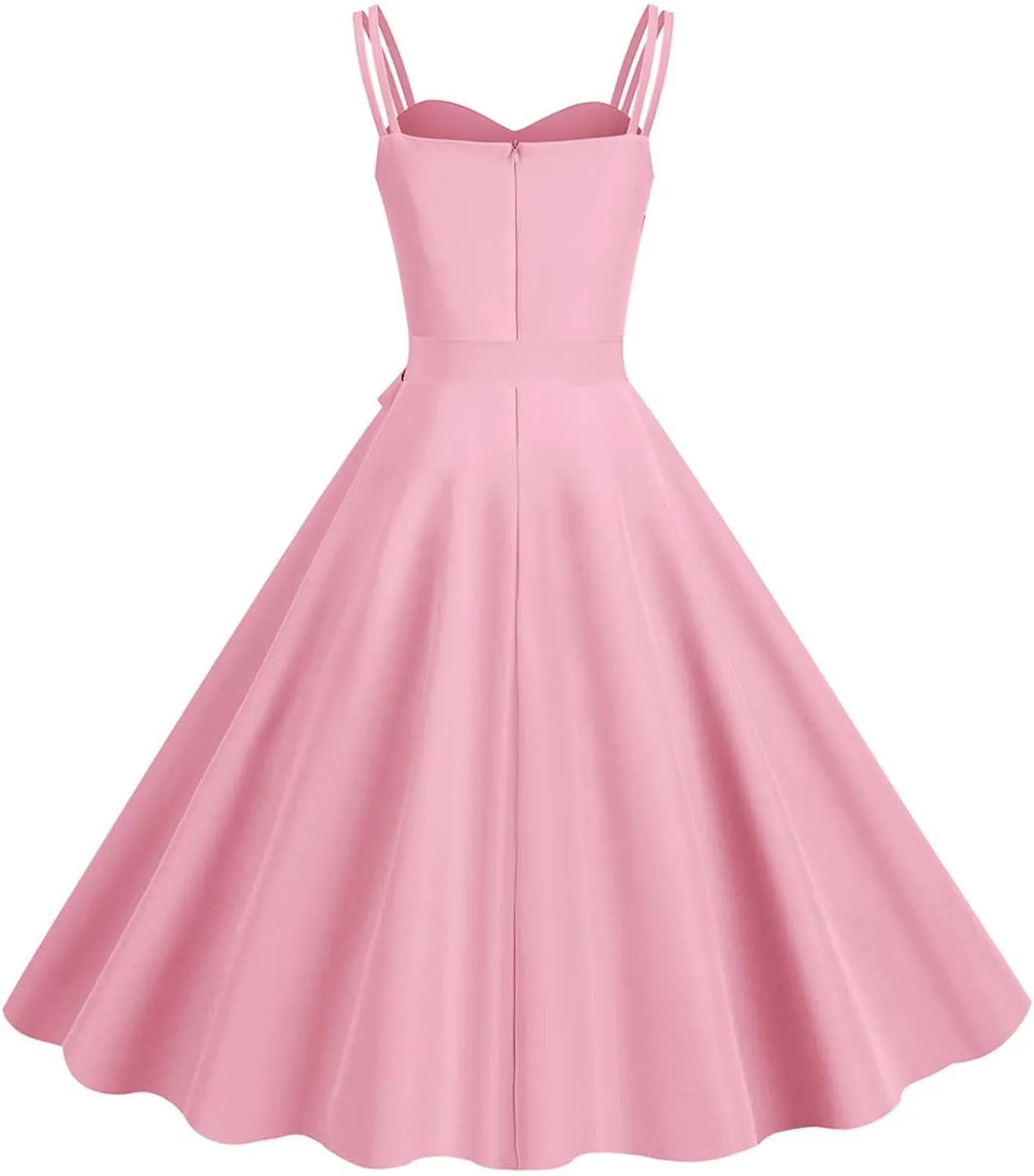 Women Vintage 1950s Rockabilly Sleeveless Spaghetti Strap Audrey Dress Retro Evening Cocktail Swing Dresses with Belt
