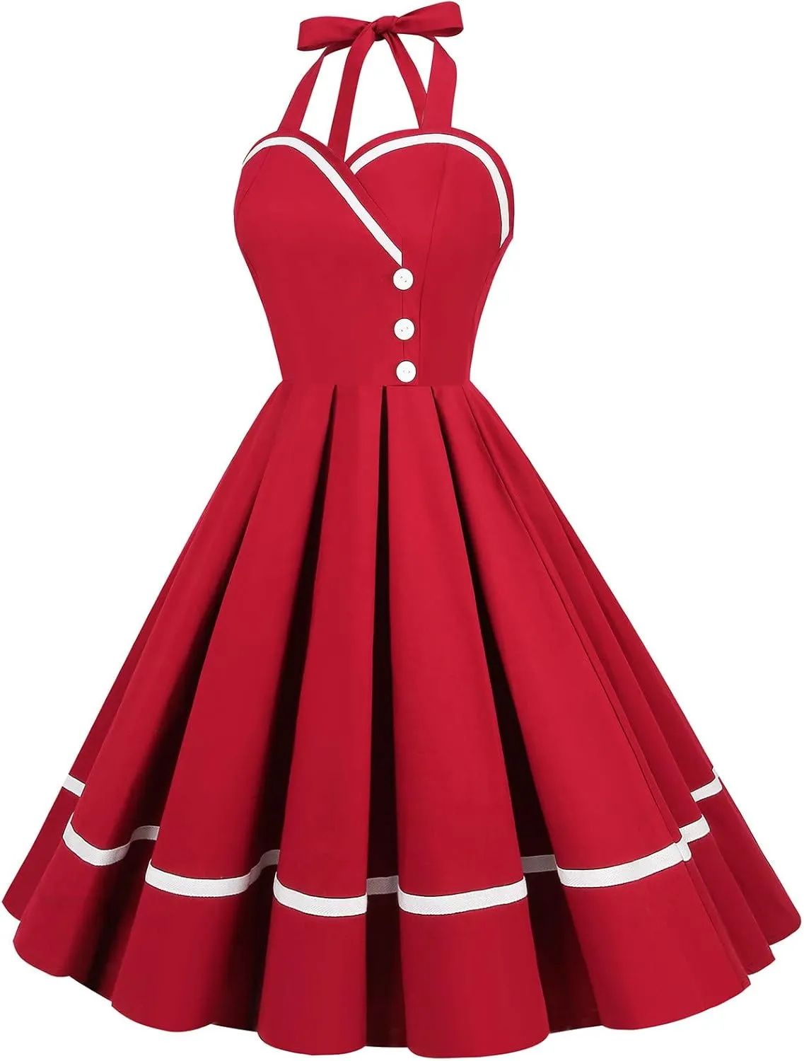 Women Vintage Dresses 1950s Retro Halter Audrey Hepburn 50's 60's Cocktail Swing Dress Sleeveless Tea Party Dress