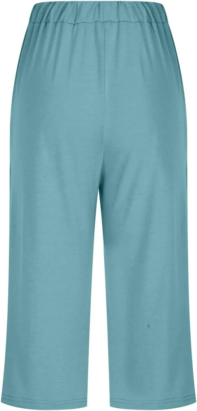 Womens 2 Piece Summer Pajamas Set Short Sleeve Henley Neck Sleepwear Soft Comfy Pjs Sets Top With Capri Pants
