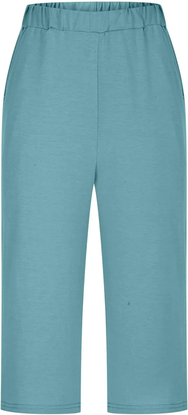 Womens 2 Piece Summer Pajamas Set Short Sleeve Henley Neck Sleepwear Soft Comfy Pjs Sets Top With Capri Pants
