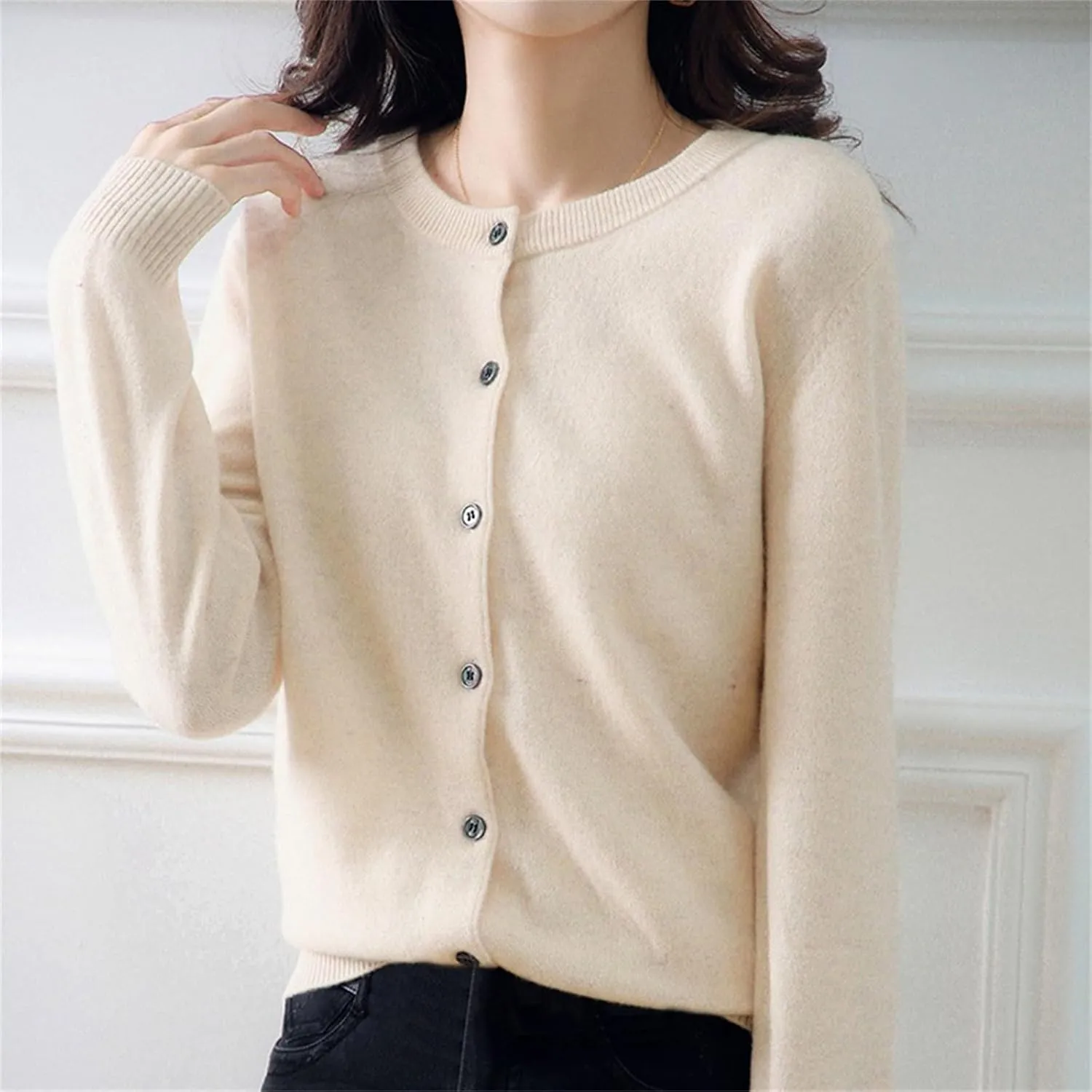 Women's 2024 Fall Open Front Chunky Kimonos Solid Color Knitted Sweater Cardigans for Women Loose Women's Classic