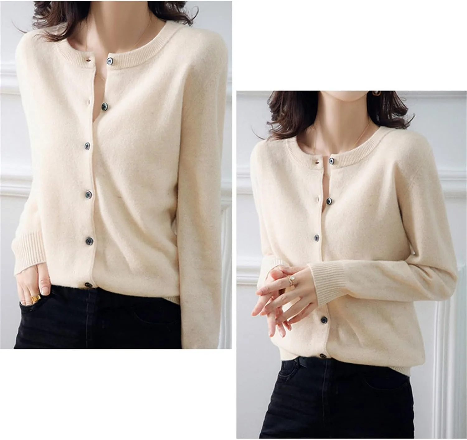 Women's 2024 Fall Open Front Chunky Kimonos Solid Color Knitted Sweater Cardigans for Women Loose Women's Classic