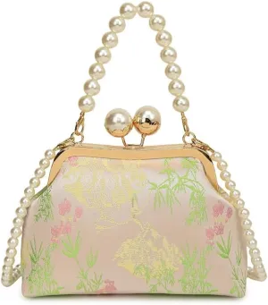 Women's Chinese National Style Embroidery Pearl Messenger Portable Bag